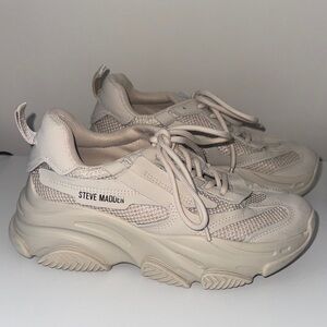 Steve Madden Women's Chunky Lace-Up Sneakers in Cream, Size 6